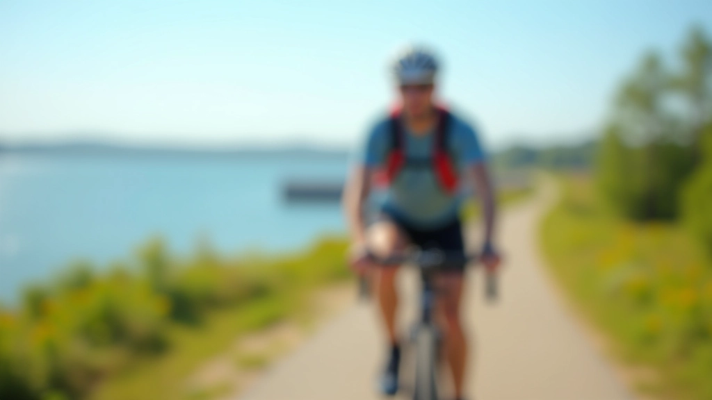 Cyclist riding on scenic coastal path with sea visible in background