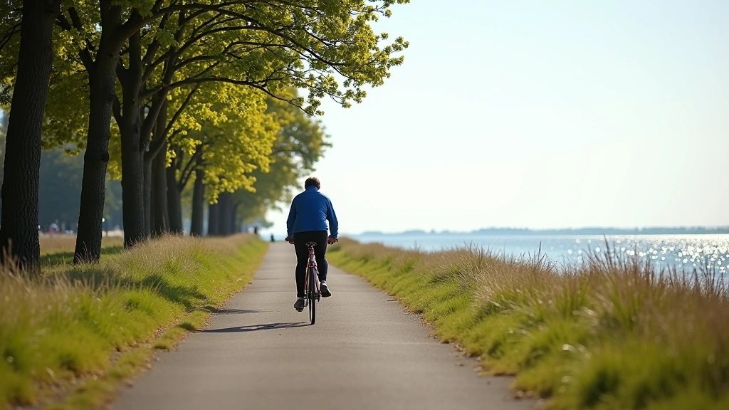 Cyclist on coastal path near Jūrmala