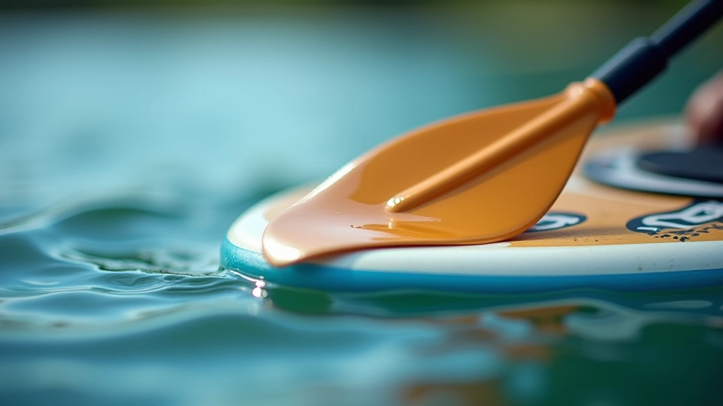 Instructional view showing paddle blade entering water at correct angle with paddler in proper forward stroke position